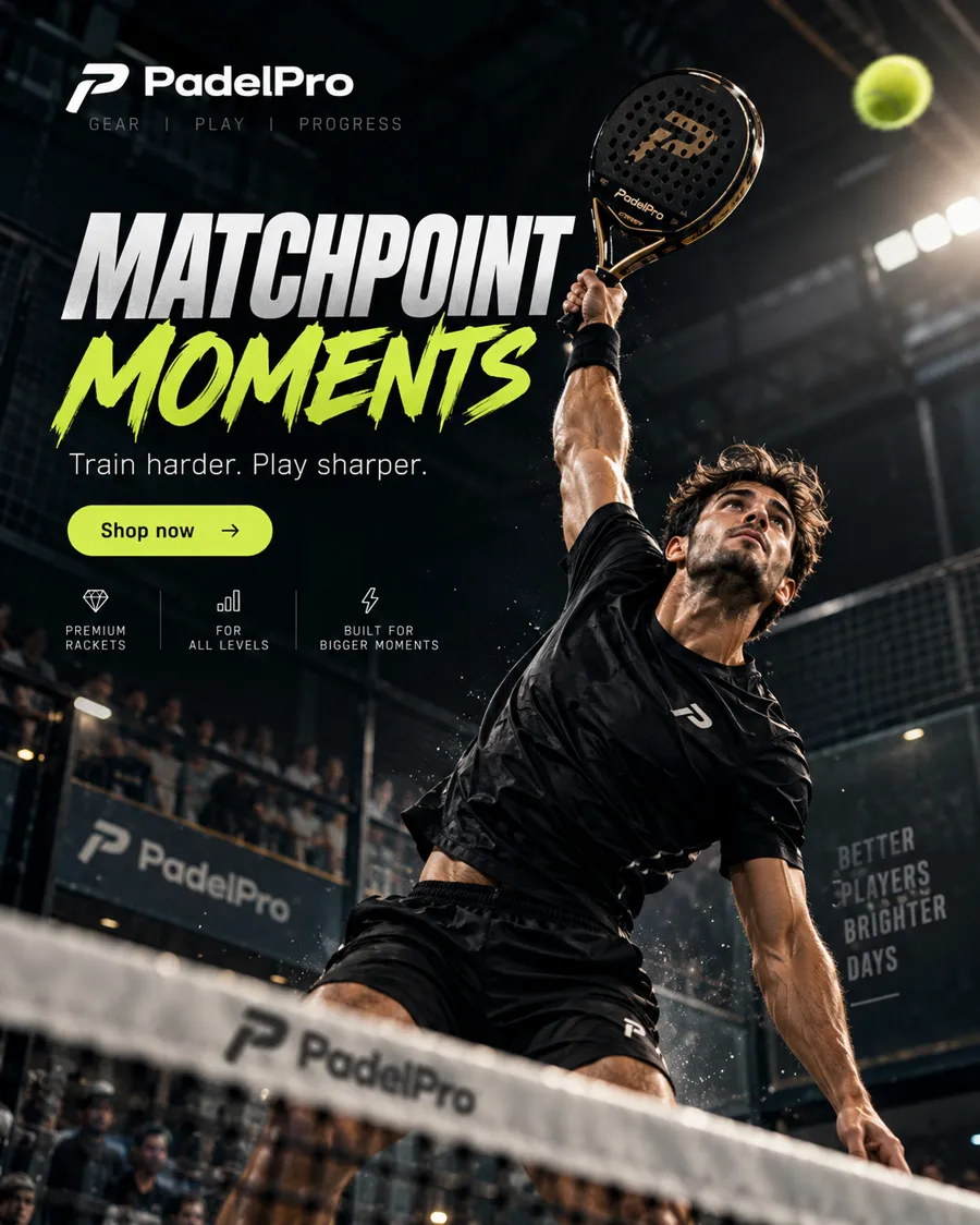 PadelPro campagnevisual met padelspeler in actie
