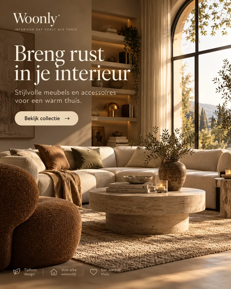 Woonly interieurvisual met warme woonkamer