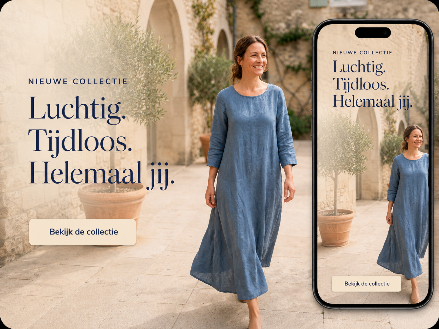 Voorbeeld van een professionele social media advertentievisual voor een modecampagne
